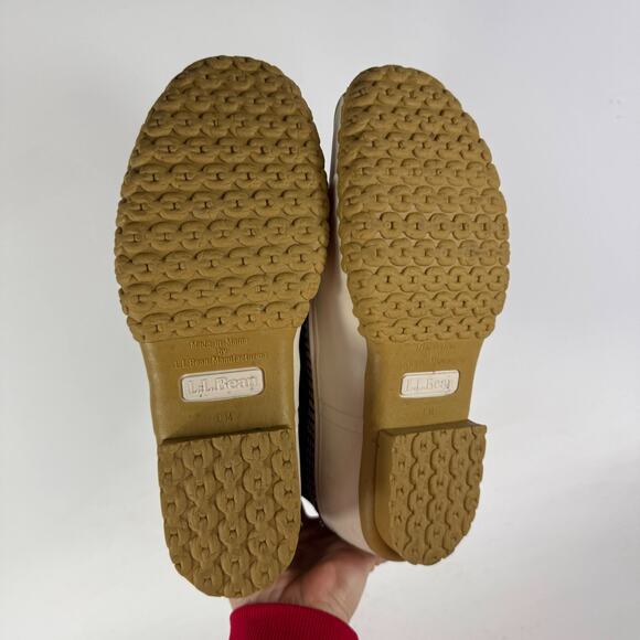 L.L. Bean Ankle Duck Boots Women's 9 Ivory Gray Leather Lace Up Round Toe Casual - Picture 8 of 10